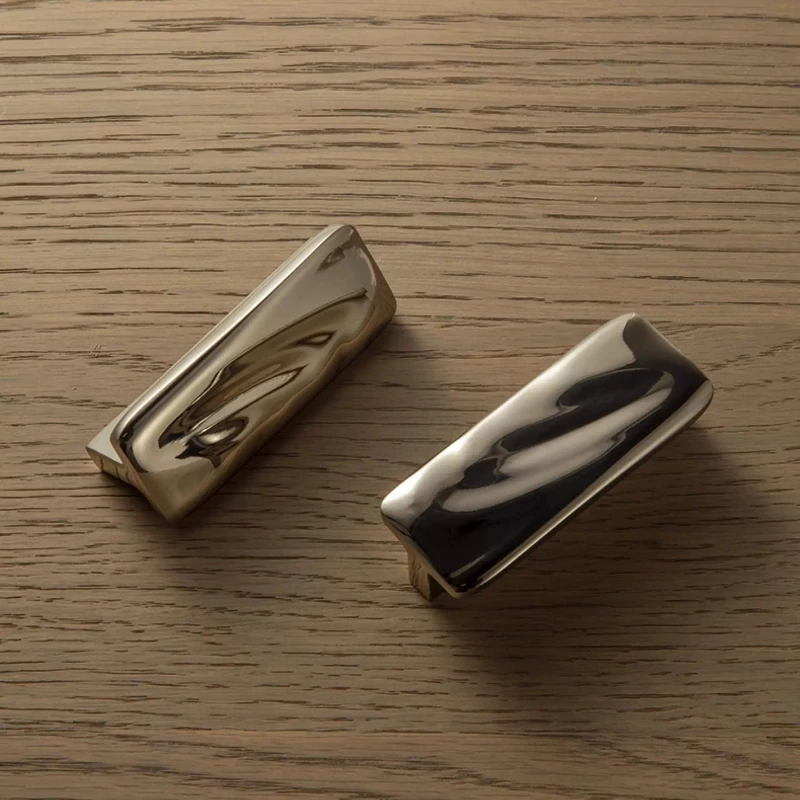 High-end Titanium Silver Cabinet Handles Knobs Minimalist Solid Brass Furniture Handles Bedroom Wardrobe Kitchen Cupboard Pulls