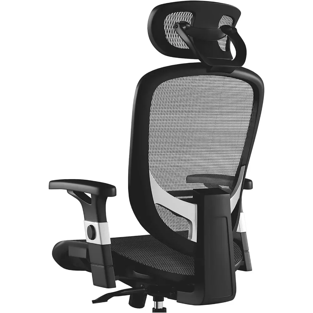 Ergonomic Mesh Swivel Task Chair. Adjustable Black Office Chair with Breathable Mesh and Good Lumbar, Arm and Head Support