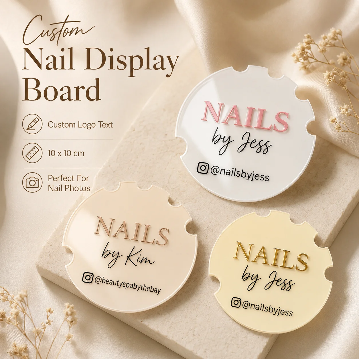

Custom Acrylic Nail Display Board Logo Nail Art Practice Plate Manicure Salon Branding Nail Training Stand Personalized Acrylic