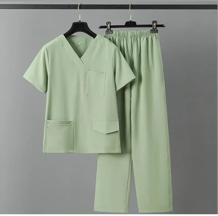 Ensembles de gommages UC d'été pour femmes, vêtements médicaux à manches courtes, pantalons d'allaitement, tissu fin et léger, uniformes médicaux élastiques