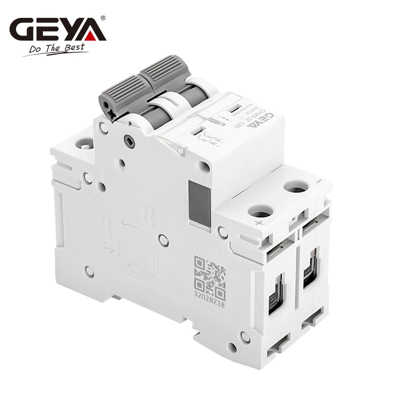 GEYA Din Rail DC MCB 6KA 2P 500V Mini wyłącznik instalacyjny DC 6A 10A 16A 20A 25A 32A 40A 50A 63A Solar DC Breaker