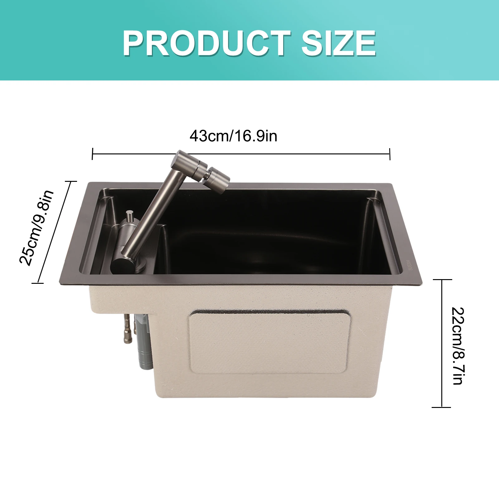 

Bar Sink Drop in Small Kitchen Sink with Lid Stainless Steel Wet Bar Sink for Laundry Wet Bar Prep Office Outdoor Yard