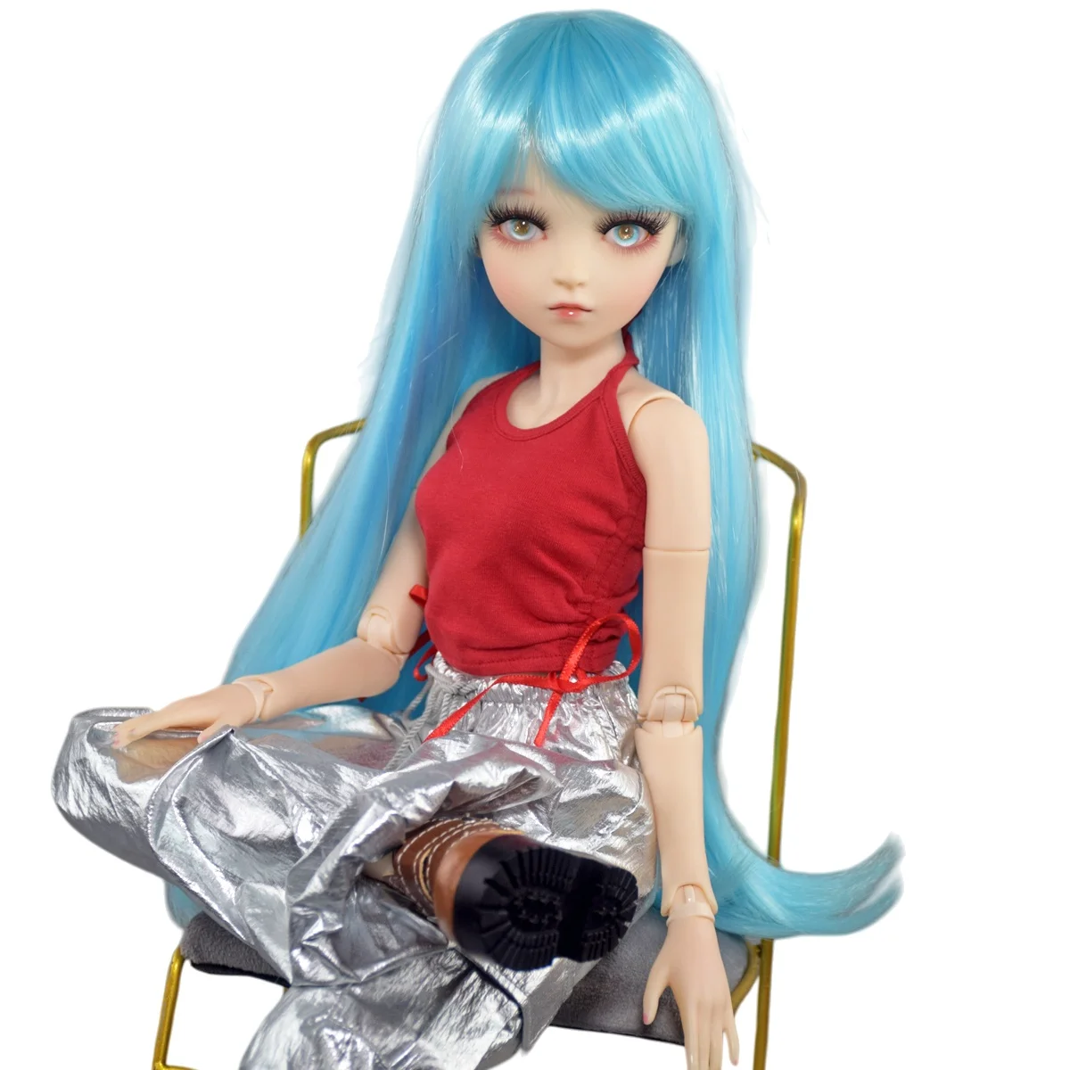 

YUTOTUE 60cm Height Blue Eyes Girl Doll Wig Vest Pants Shoes Changeable 1/3 BJD Doll Toy