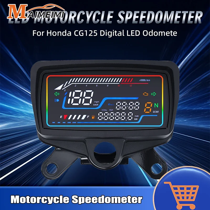 Digital Display Motorcycle Speedometer Odometer Tachometer RPM Fuel Meter Clock Gauge With USB Charging For Honda CG125 CG150