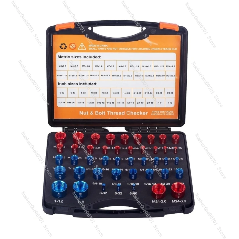 26/44Pcs Inspection Measuring Tool Inch Metric Nut Screw Thread Checker Set