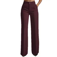 Women's High-Waisted Straight-Leg Trousers Formal Office Trousers Slim-Fit Cut Classic Solid-Colour Suit Trousers - Image 5