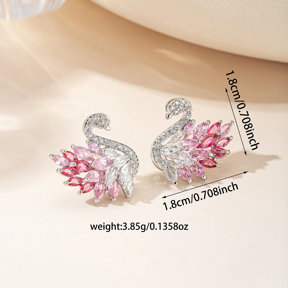 Multi Color Marquise CZ Swan Stud Earrings Shiny Crystal Swan Shape Ear Jewelry Luxury Wedding Party Earrings For Women Gift