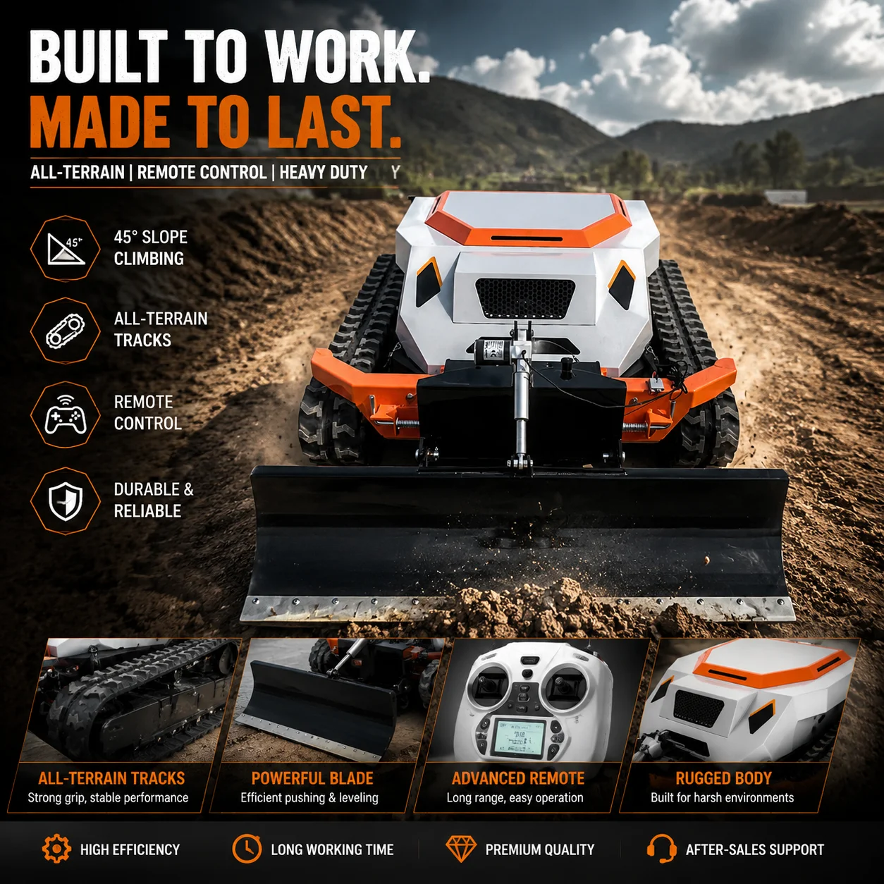 

New Arrival Factory Price Remote Control Robot Lawn Mower All Terrain Garden Cutting Machine