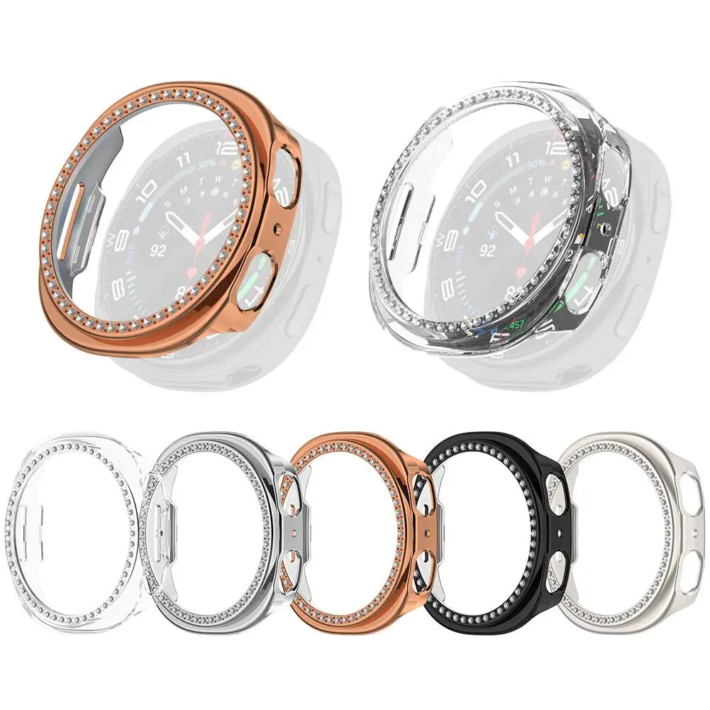 Single Row Diamond Hollow Protector Case For Samsung Galaxy Watch8 Hard Bumper Diamond Cover For Galaxy Watch 8 Protector Shell