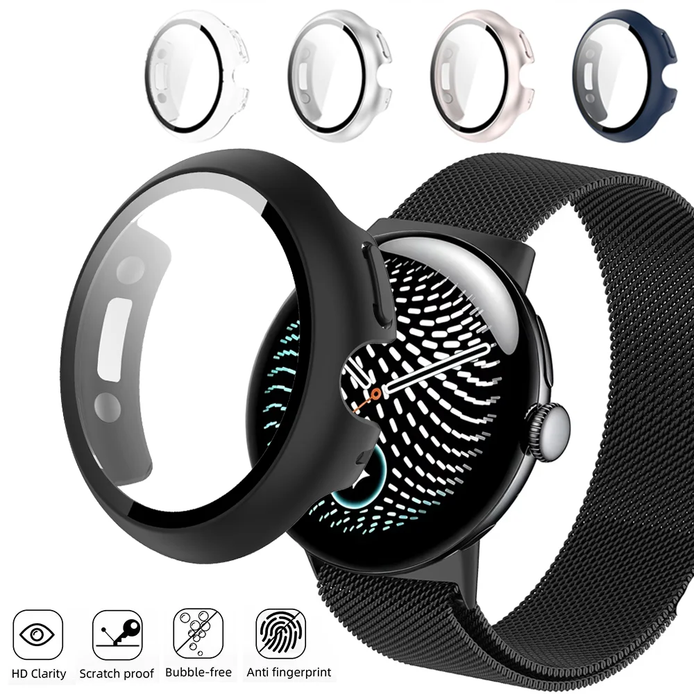 PC Case+HD Tempered Glass for Google Pixel Watch 5 4 45mm All-Around Bumper Screen Protective Shell Pixel Watch 5 4 41mm Cover
