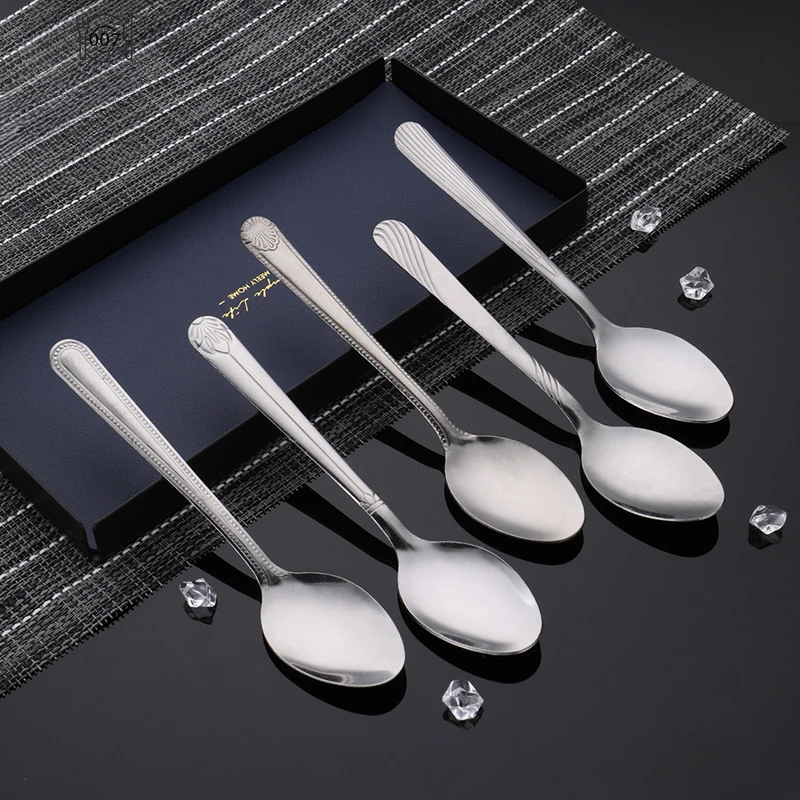 1 Pcs Stainless Steel SpoonSilver Long Handle LceCream Dessert WatermelonScoops Silver Soup SpoonsHome Kitchen Tableware