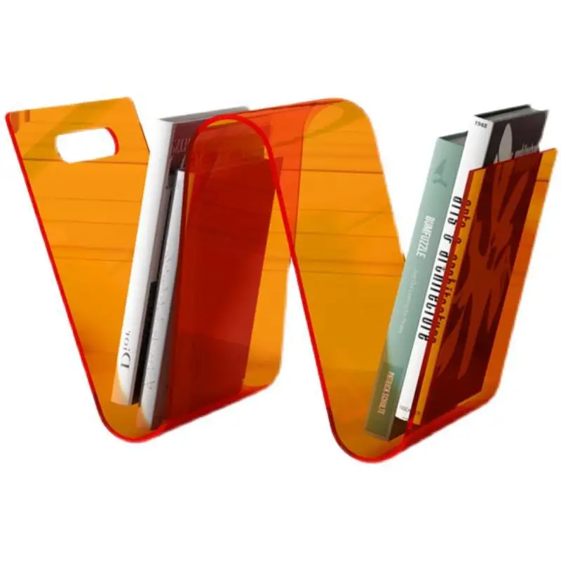 

Nordic acrylic book rack storage shelf creative ins style book stand small bookshelf Internet celebrity W-shaped magazine rack