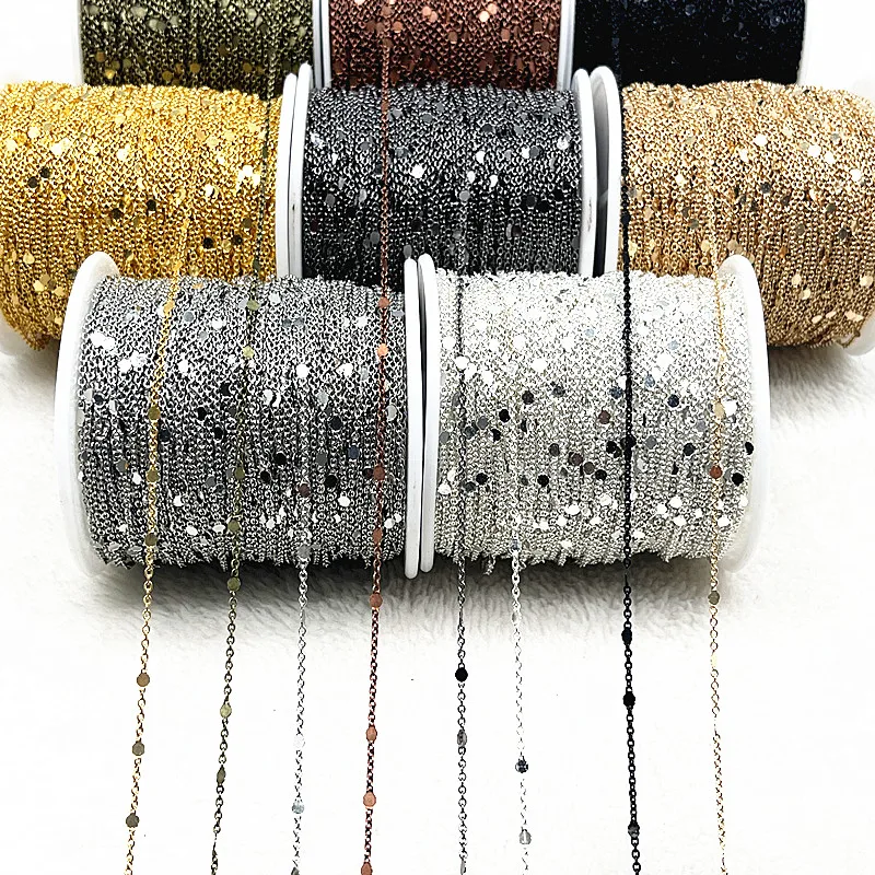 2yards Gold/Silver Plated Pure Copper Sequins Necklace Chain for Jewelry Making Findings DIY Bracelets Chains Materials Handmade