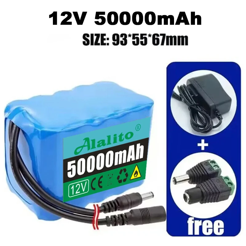 NEW 12V 3S3P 30000mah battery 18650 Li-ion 50Ah Rechargeable batteries with BMS Lithium Battery packs Protection Board +Charger