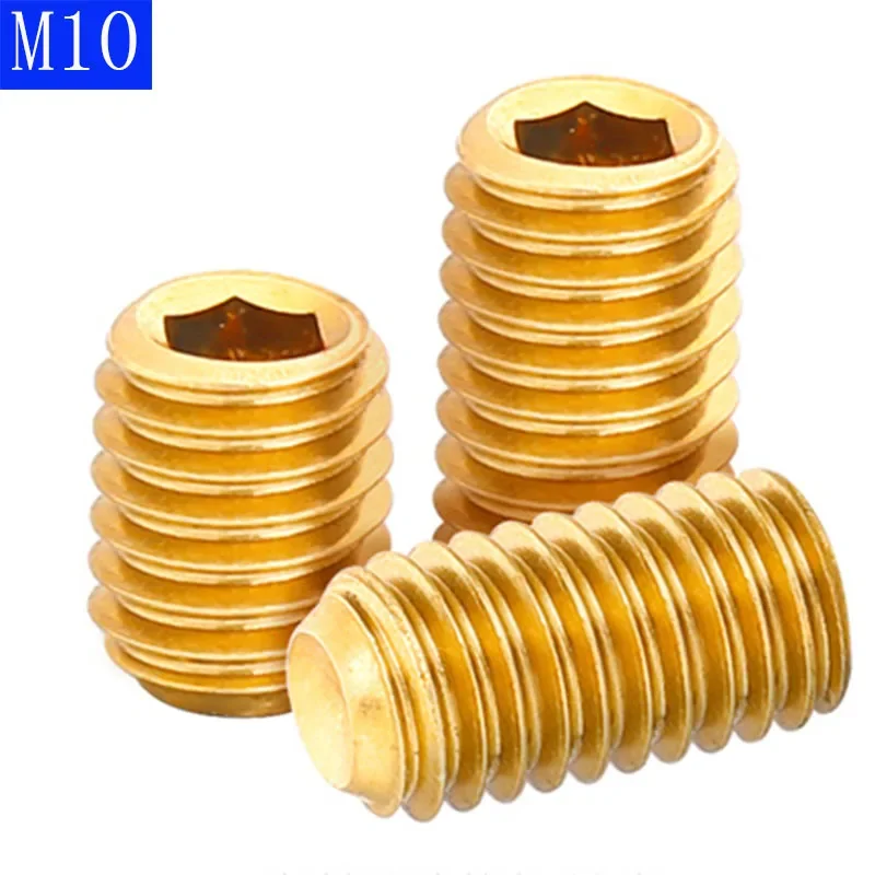 M10 x 1.5 ( 10mm ) Solid Brass Grub Screw Cup Point Hex Socket Set Screws DIN 916 bolts