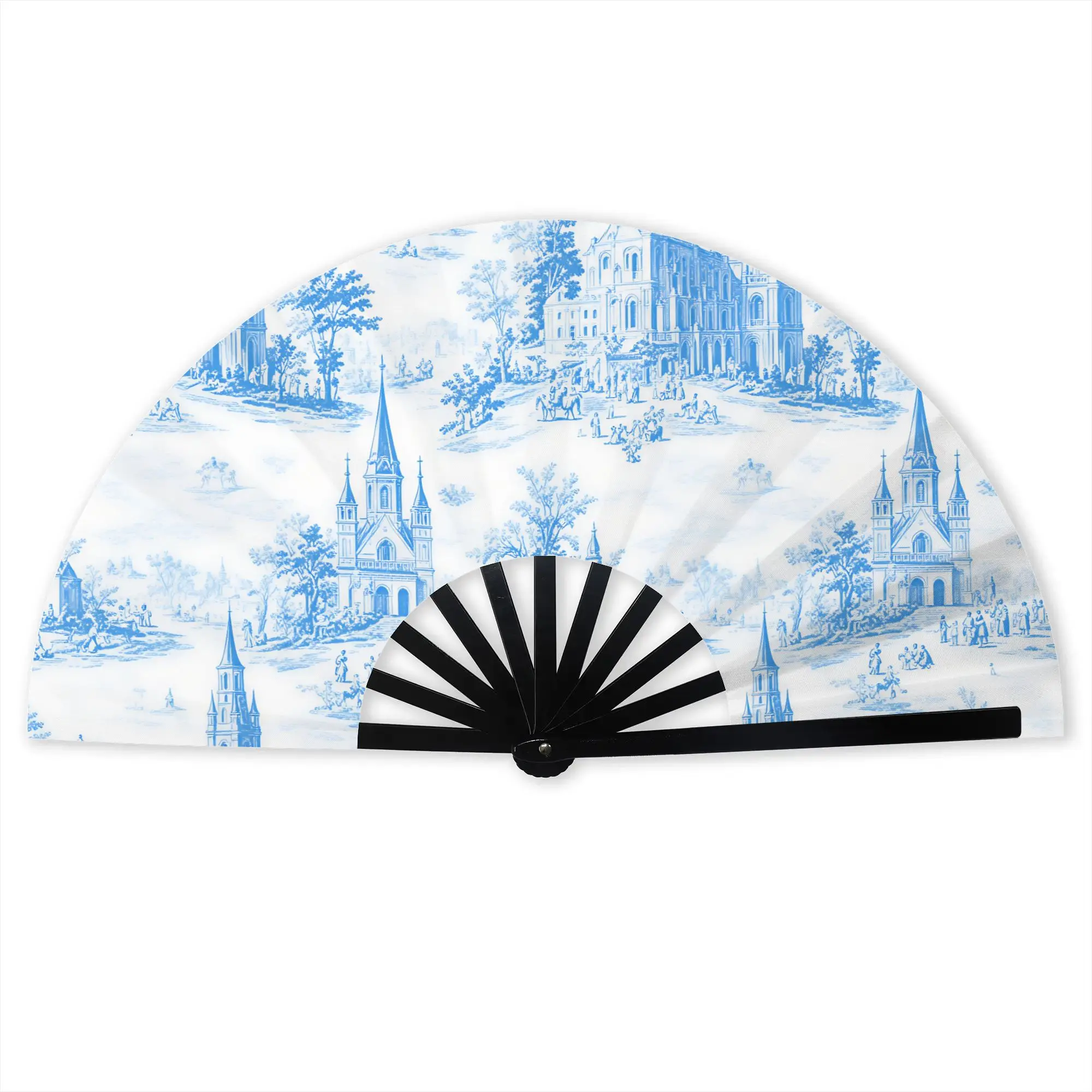Toile De Jouy French  Hand Fan Promotional Gift Wedding  Durable Folding Fans Unique Bulk Pack Fan