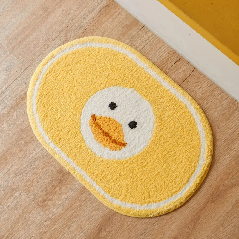 VIKAMA Cute Elliptical Plush Bathroom Absorbent Non Slip Mat Toilet Door Stainproof Foot Mat Washable