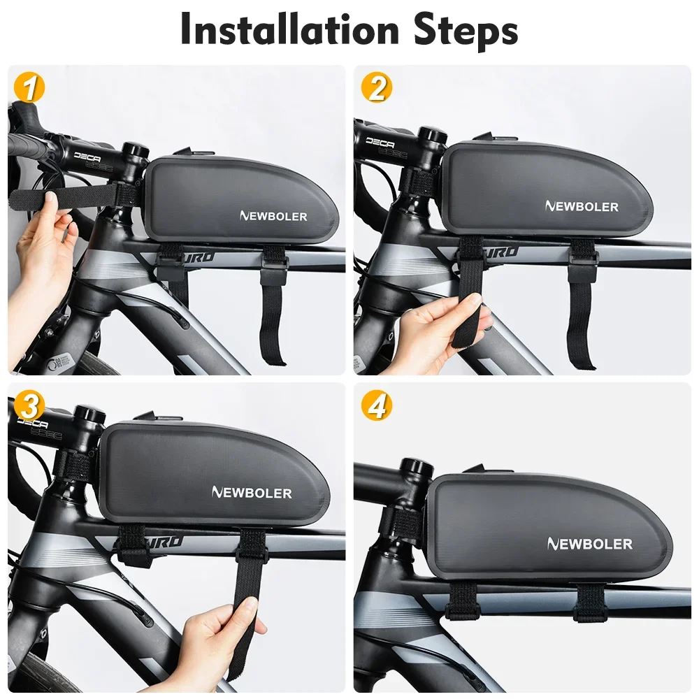 2Lバイクトップチューブバッグ、グラベルバイクバッグ（ネジ付き）、防水PVCサイクリングフレームバッグ（ロードバイク、MTB、グラベルバイク用）