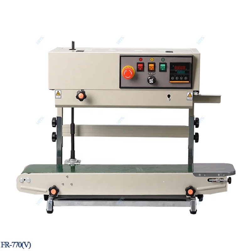 

FR-770(V) Vertical Continuous Bag Band Sealer Machine Craft Paper Aluminium Foil Pouch Band Sealing Machine With Date