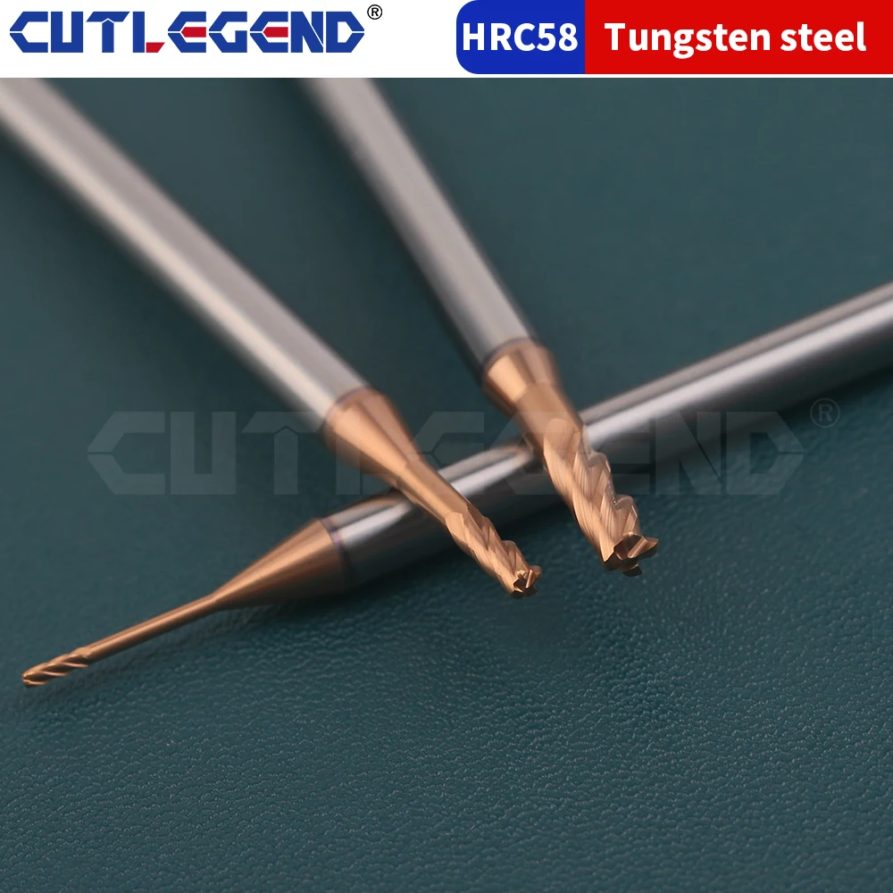 Imagem -05 - Longo Pescoço Canto Raio Final Moinho Cnc r Bullnose Cortador Carboneto de Tungstênio Aço Metal Router mm 1.5 mm mm mm R0.1 R0.2 R0.3 R0.5