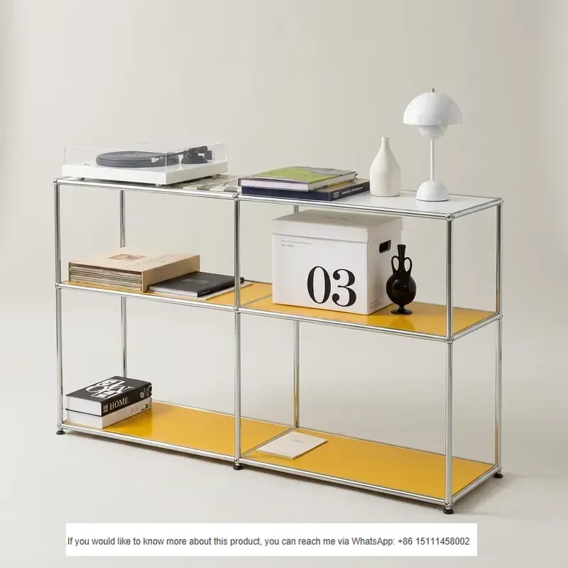 For Simple Modern Multi-layer Floor-standing Stainless Steel Bookshelf & Display Rack for Hallway Customizable Home Furniture