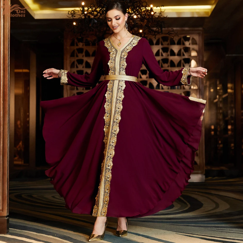 

Elegant Middle East Muslim long Dress for Women Eid Arab Dubai Abaya Islamic Party Jalabiya Turkey Dresses Moroccan Caftan Robe