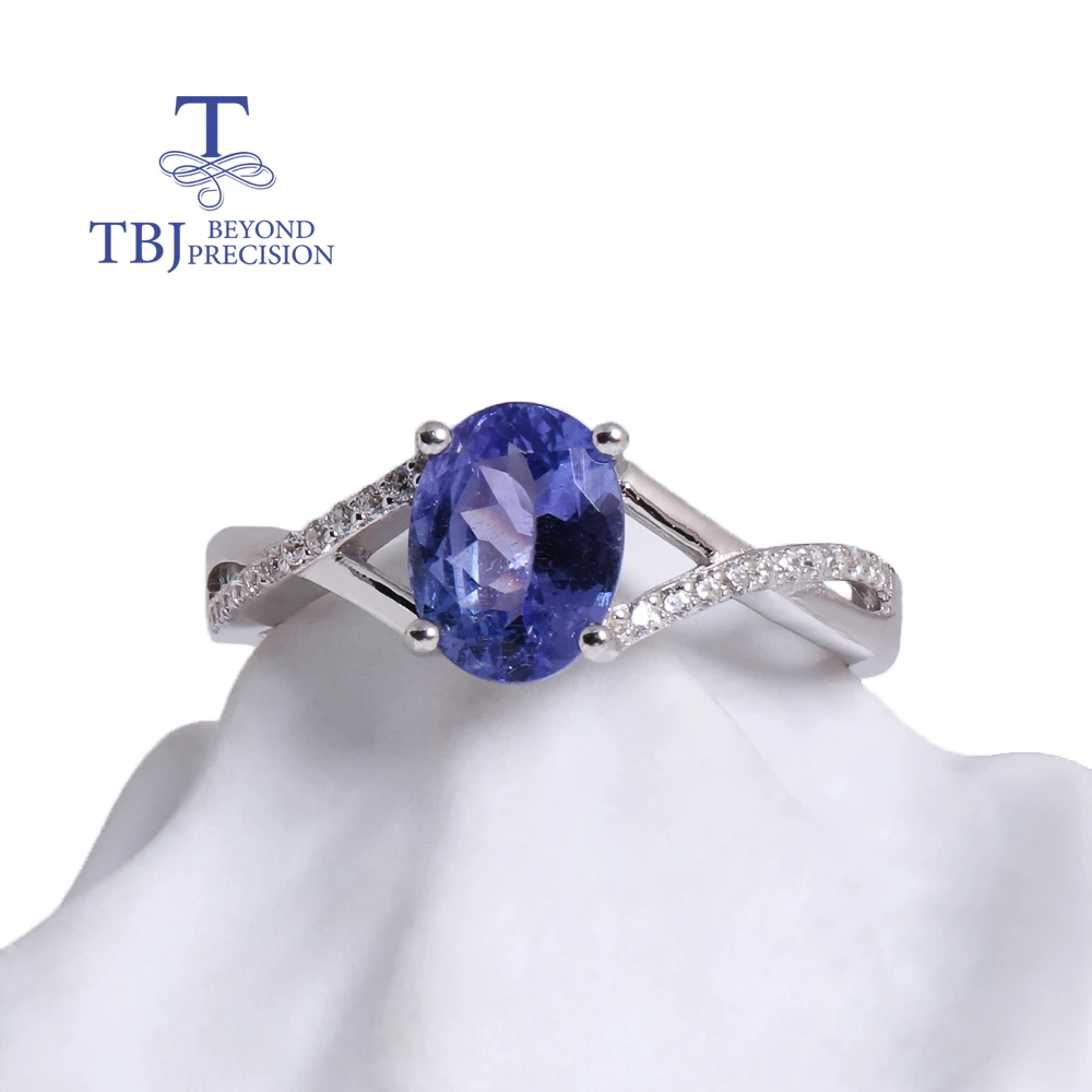 2026, Natural blue tanzanite Rings oval 6*8mm inclusion quality gems 925 sterling silver fine jewelry for women mom nice gift