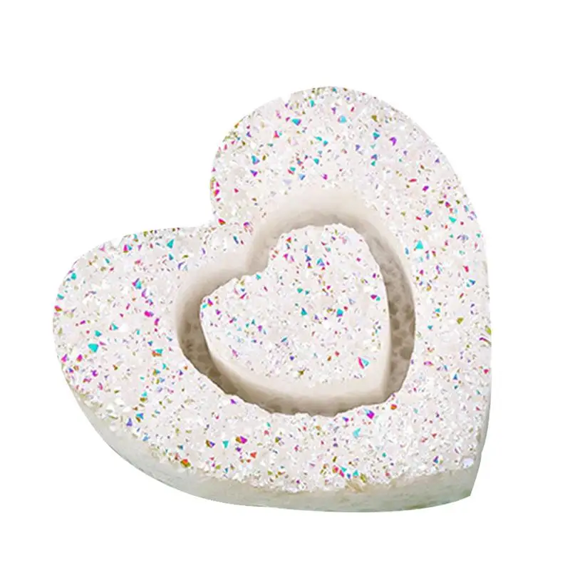

Heart Shaped Crystal Stone Love Heart Shape Statue Crystal Mineral Cluster Stone Novelty Indoor Outdoor Tabletop Decor For