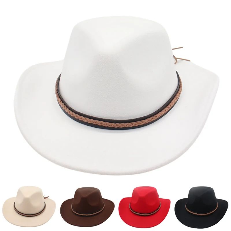 

Vintage Ethnic Style Western Cowboy Hat – Curved Brim Jazz Fedora for Men and Women, Party & Performance British-Inspired Look