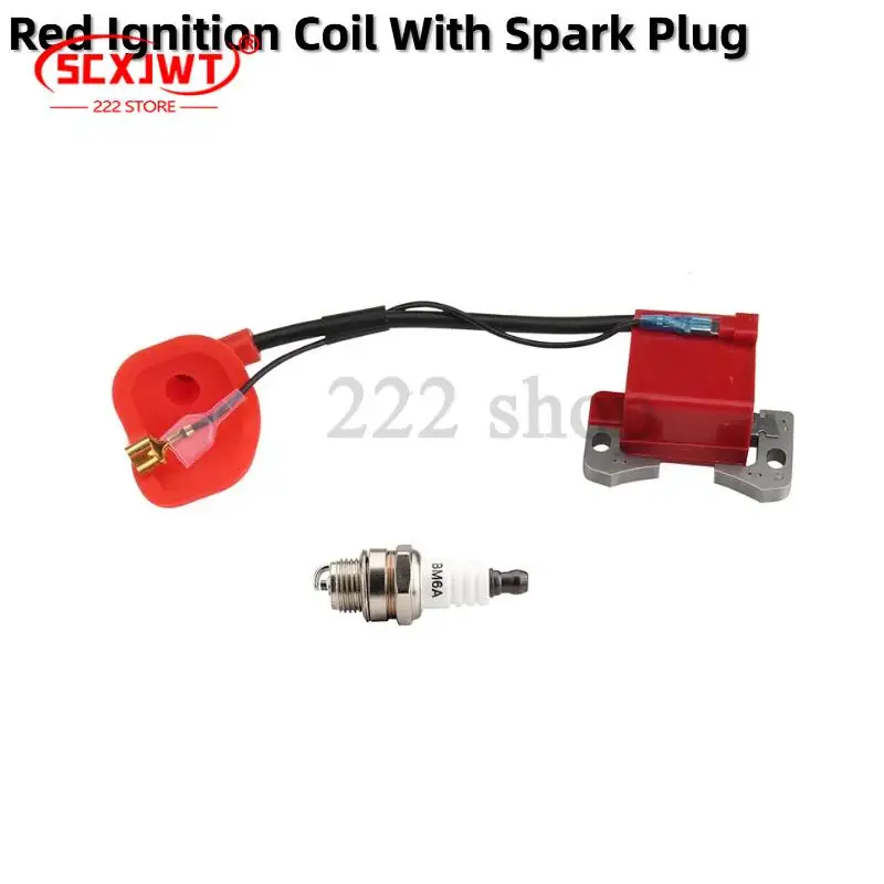 

Красная катушка зажигания со свечой зажигания, совместимая с 43cc 47cc 49cc Mini Quad Pocket Dirt Bike, 2-тактные двигатели