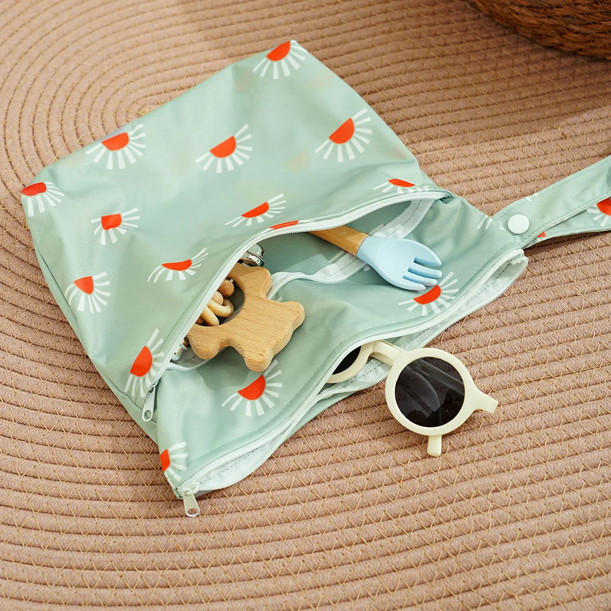 Elinfant 1PC Borse portatili asciutte e bagnate per costumi da bagno, asciugamani, borsa per pannolini multiuso con cerniera, borsa portaoggetti da viaggio