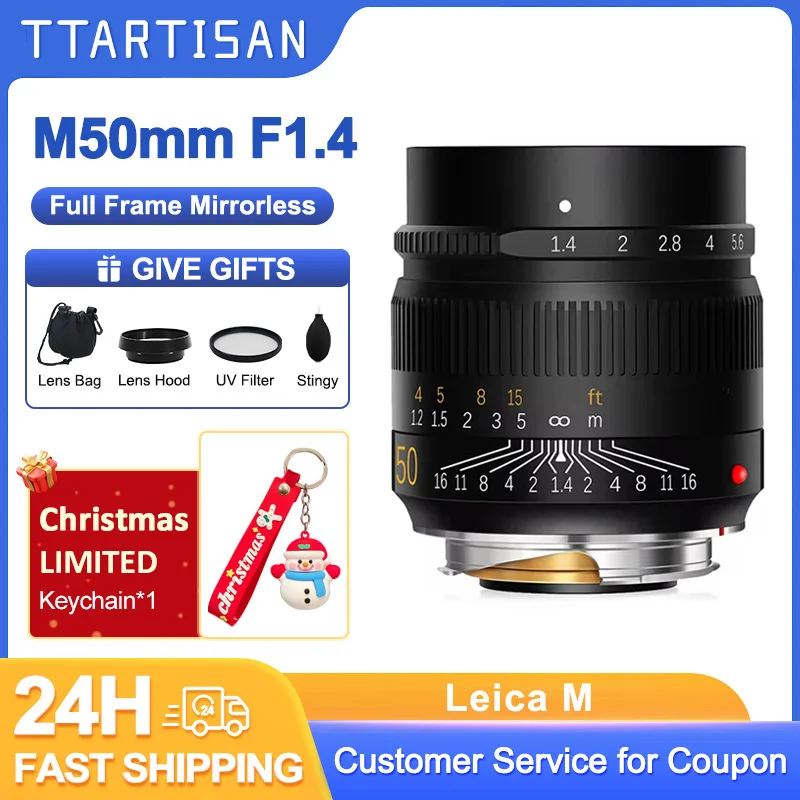 TTArtisan 50mm F1.4 ASPH Full Fame Lens Manual Portrait for Leica M-Mount Cameras Like Leica M-M M240 M3 M6 M7 M8 M9 M9p M10