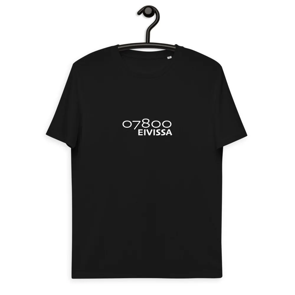 07800 Eivissa Postcode Organic Cotton T-shirt Minimalistic Vegan Ibiza Tee