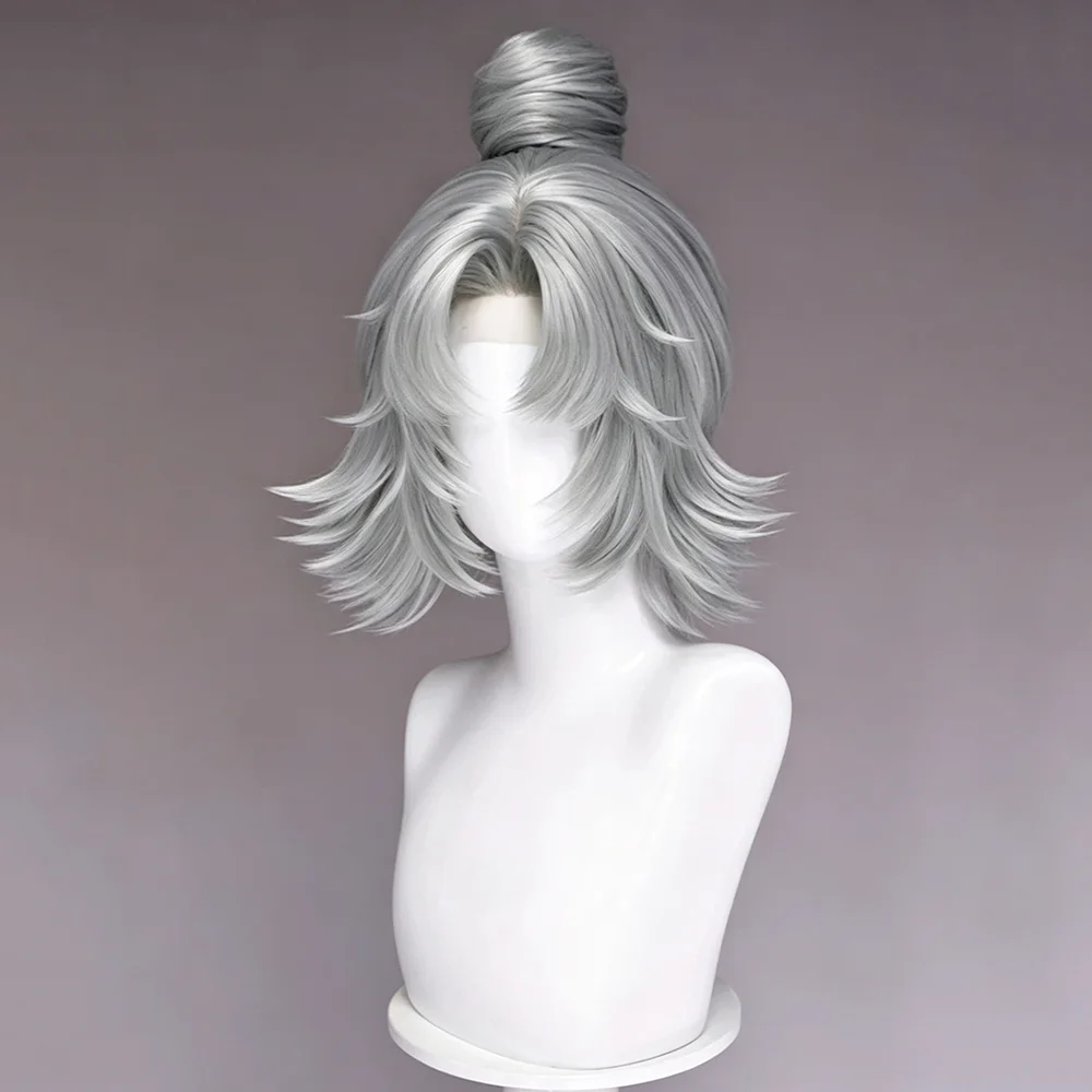Superhero White Fox Cosplay Wig Women Silver Grey Hair Heat Resistant Synthetic Wigs Halloween Prop view 3
