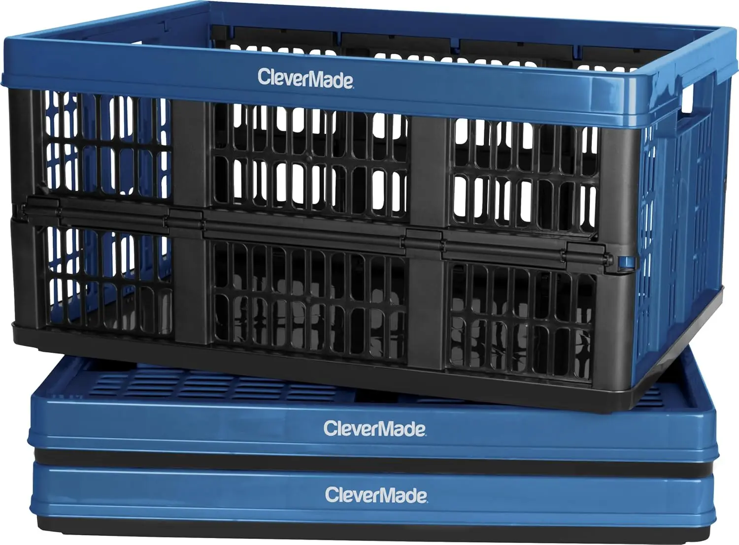 

Collapsible Stackable Storage Crates 3-Pack, 45L Heavy Duty Bins for Home Organization