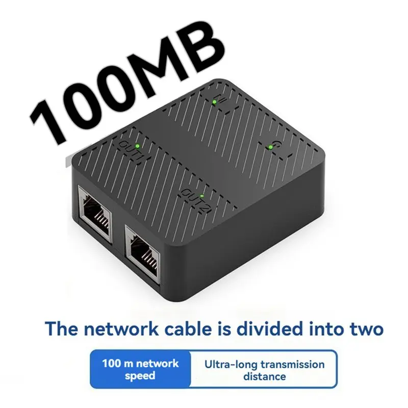 A29F-2 Port 100Mbps Network Switch RJ45 Network Cable Splitter Extender Selector 2 Way Adapter Connector Type C Power