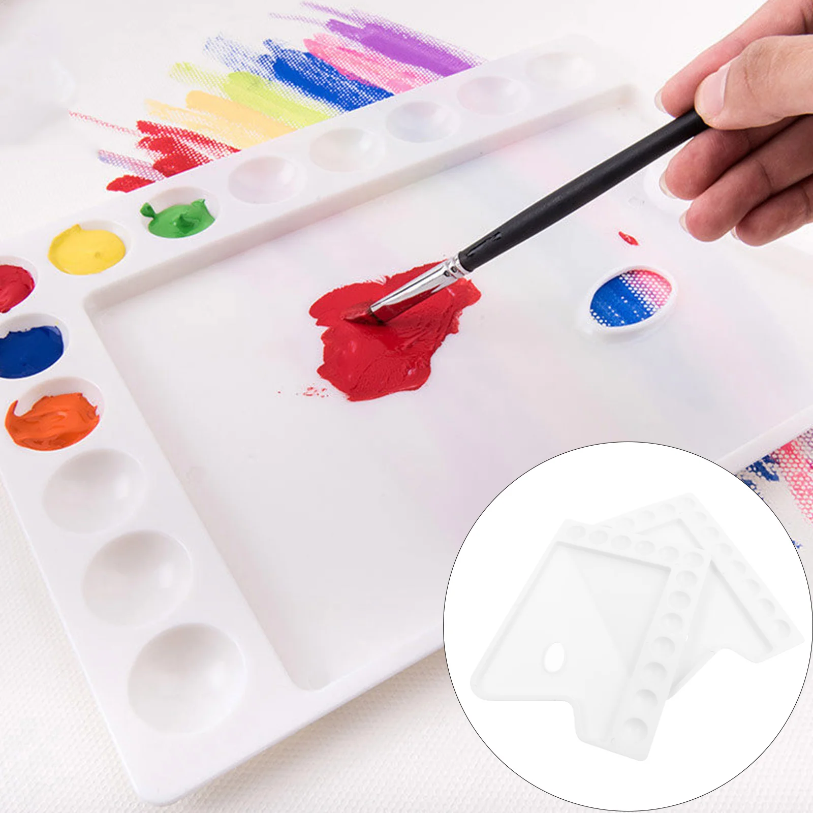 3 Buah Baki Cat Palet Plastik Kapasitas Besar 13-Grid Tahan Lama Papan Lukis Seni DIY untuk Siswa Pencampur Warna Cat Air