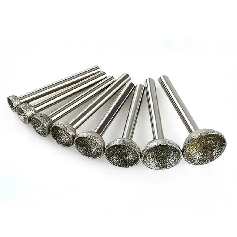 Abkw-ponto montado de diamante 10-25mm cabeça côncava esférica para jade âmbar pedra cera de abelha moagem-conjunto de 1 peça