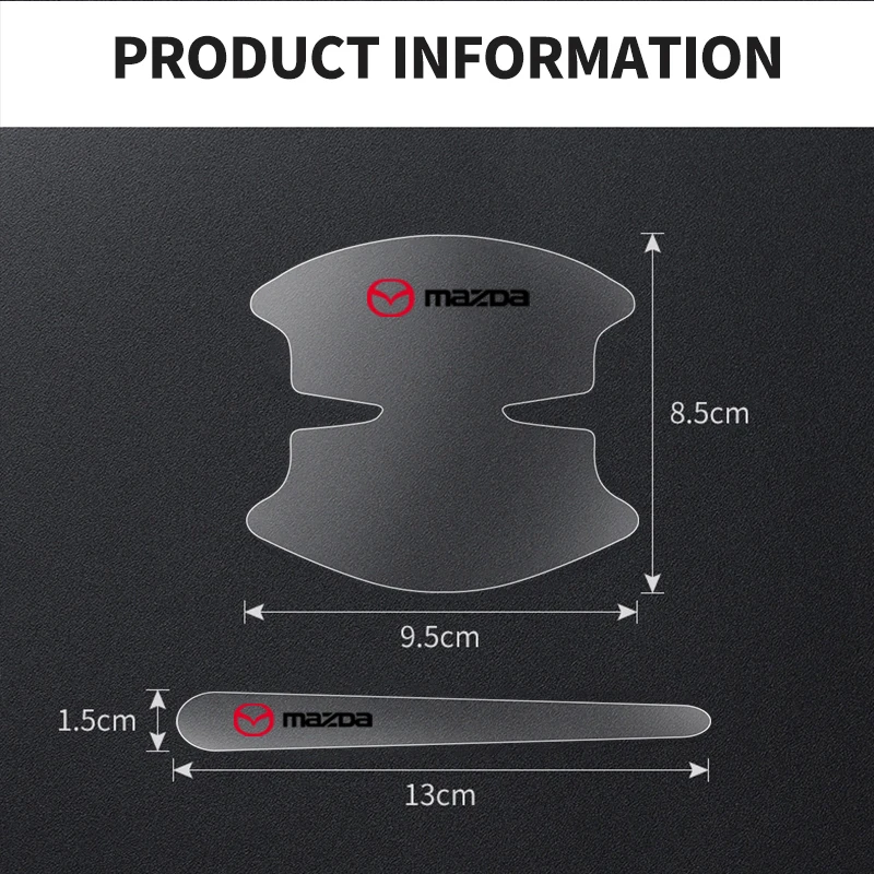 8pcs Transparent Car Door Handle Cup Protector Stickers Protection Film For Mazda MX-5 2 5 3 6 CX-8 CX-3 BK CX-5 CX30 MS RX-8