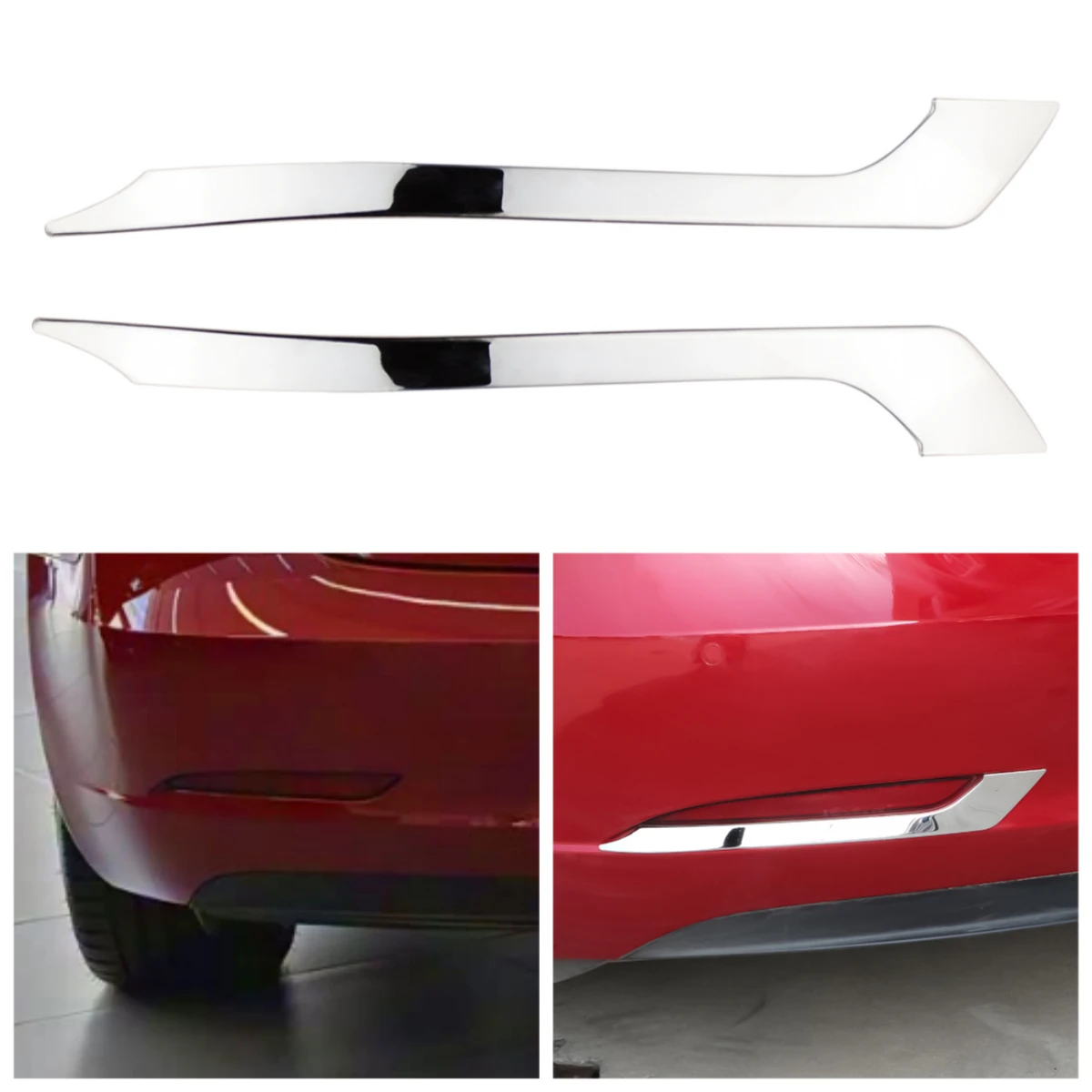 

Rear Fog Lamps Decorative Cover Frame Back Fog Lights Trim Sticker for Tesla Model 3 Model3 2017 - 2022 Stainless Steel Acc