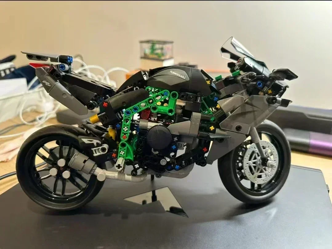 MOC جديد التقنية H2RMotorcycle اللبنات سرعة دراجة نارية سباق السيارات نموذج سيارة لعبة الطوب للأطفال الصبي الهدايا #1