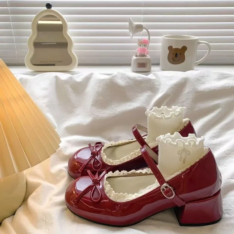 2026 Neue Damen Mary Jane Schuhe Modische Schmetterlingsknoten-Abendschuhe Elegante Outdoor-Lederschuhe mit Dickem Absatz – Detail 5