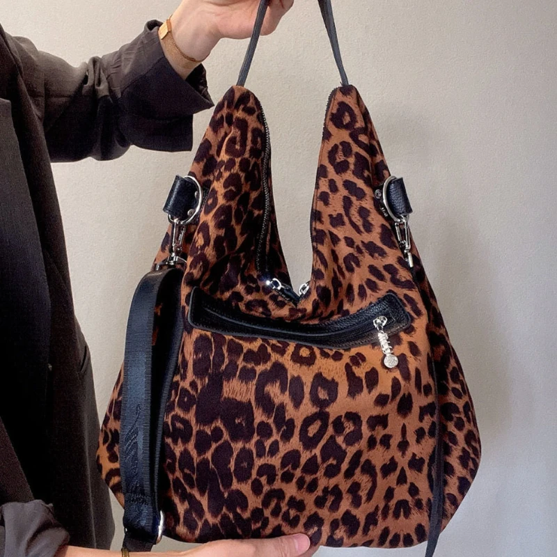 Brown Leopard Women\'s Bag 2024 Autumn/Winter New Versatile Shoulder Crossbody Fashionable Big Bag Large Capacity Female Handbag