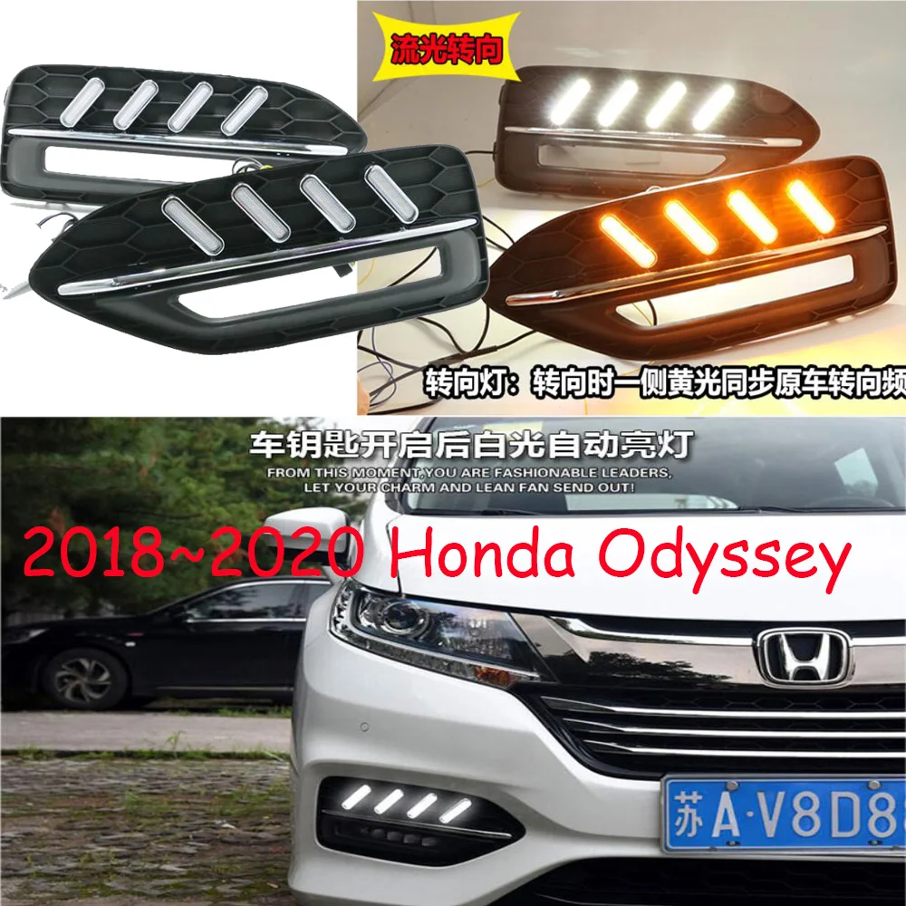 1set Bumper Headlight For Honda Odyssey Daytime Light 2018~2020y Car Accessories LED DRL Headlamp For Odyssey Fog Light