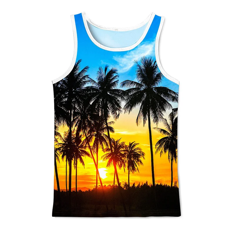 2024 New Hawaii 3D Printed Men\'s Vest Summer Everyday Street Fashion Casual Men\'s Vest Outdoor Sport Men\'s Sleeveless T-Shirt