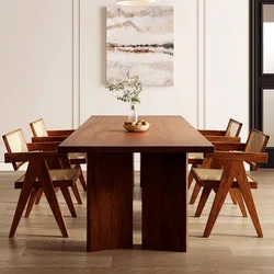 Nordic simple solid wood dining table retro tea conference wabi sandy wind log design workbench long negotiati