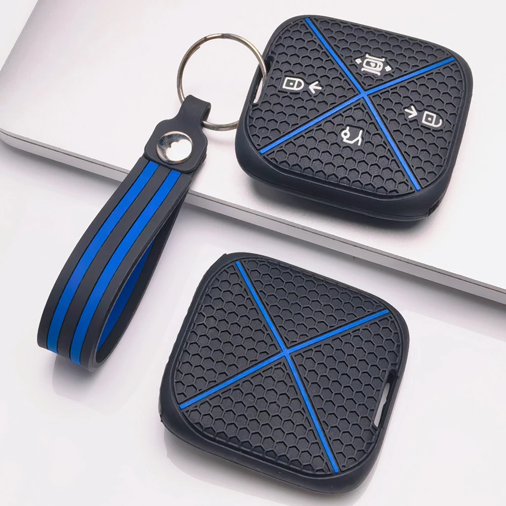 Key Case Cover for Zeekr 001 Zeekr 009 Zeekr X Zeekr with Keychain Anti-Scratch Shockproof Soft Grip Button Friendly Driver Gift