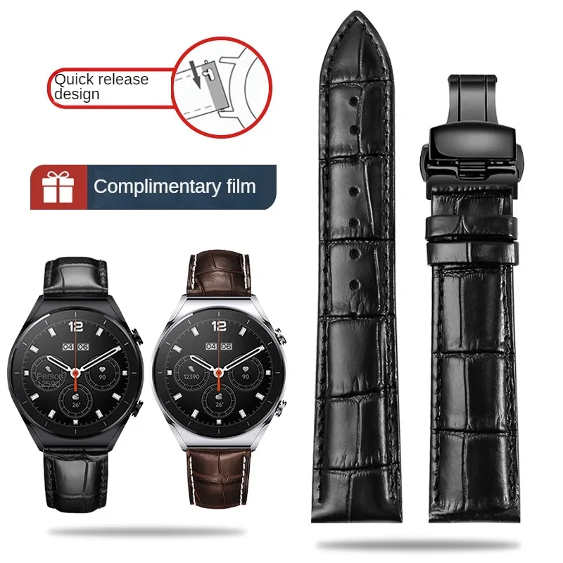 

Genuine Leather Watchband Replacement Watch S1 pro/color2 Smart Bracelet Series Butterfly Buckle Cowhide Strap 20/22mm