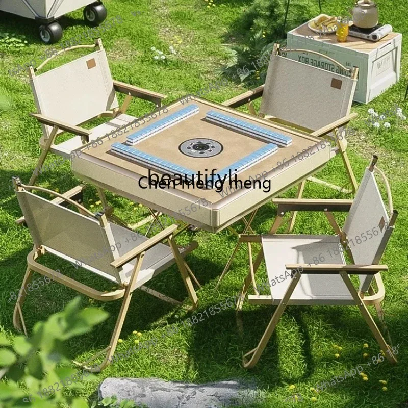 LHY26 ss Outdoor camping] Mobile mahjong machine automatic dining table dual-purpose mahjong table