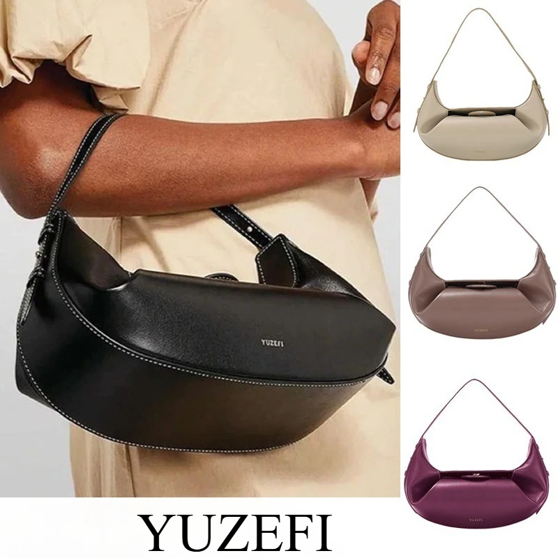 

New YUZEFI Lucky Biscuit Bag, Niche High-end LOAF Armpit Bag, Retro Fashion Handbag, Magnetic Buckle Leather Women's Bag Gift